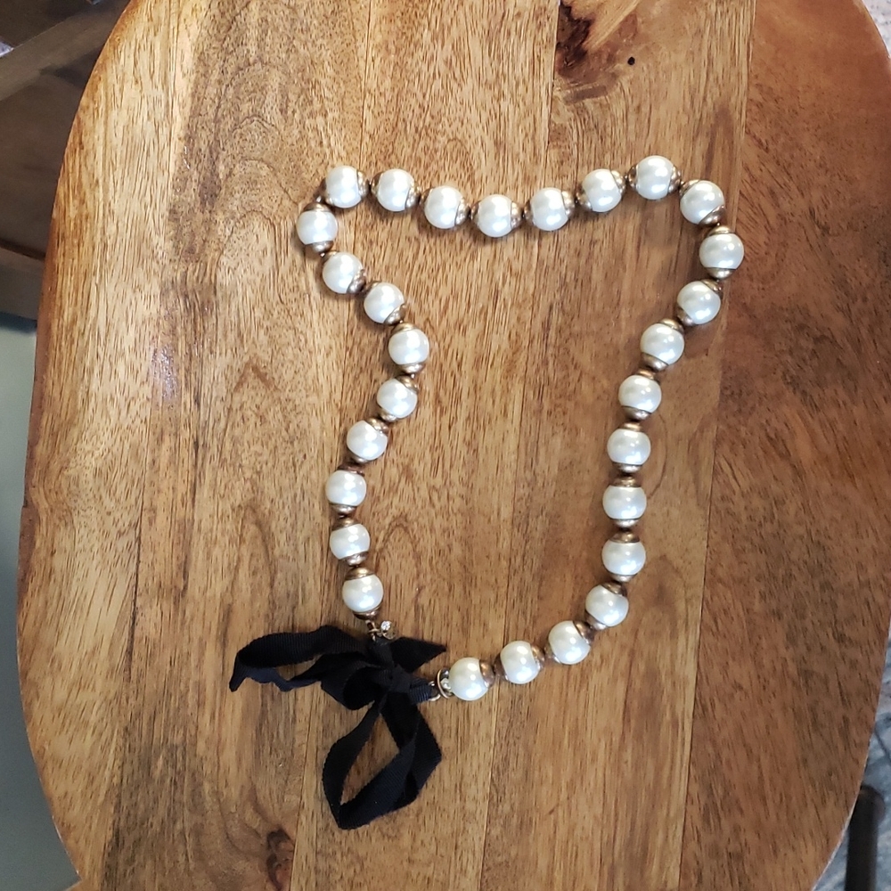 J. Crew Brass Pearl Necklace